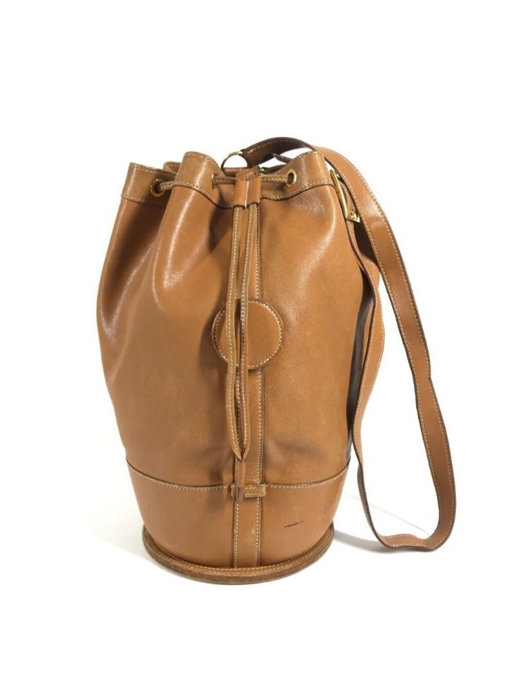 Hermes Shoulder Bag Standy Drawstring Purse Leather Brown